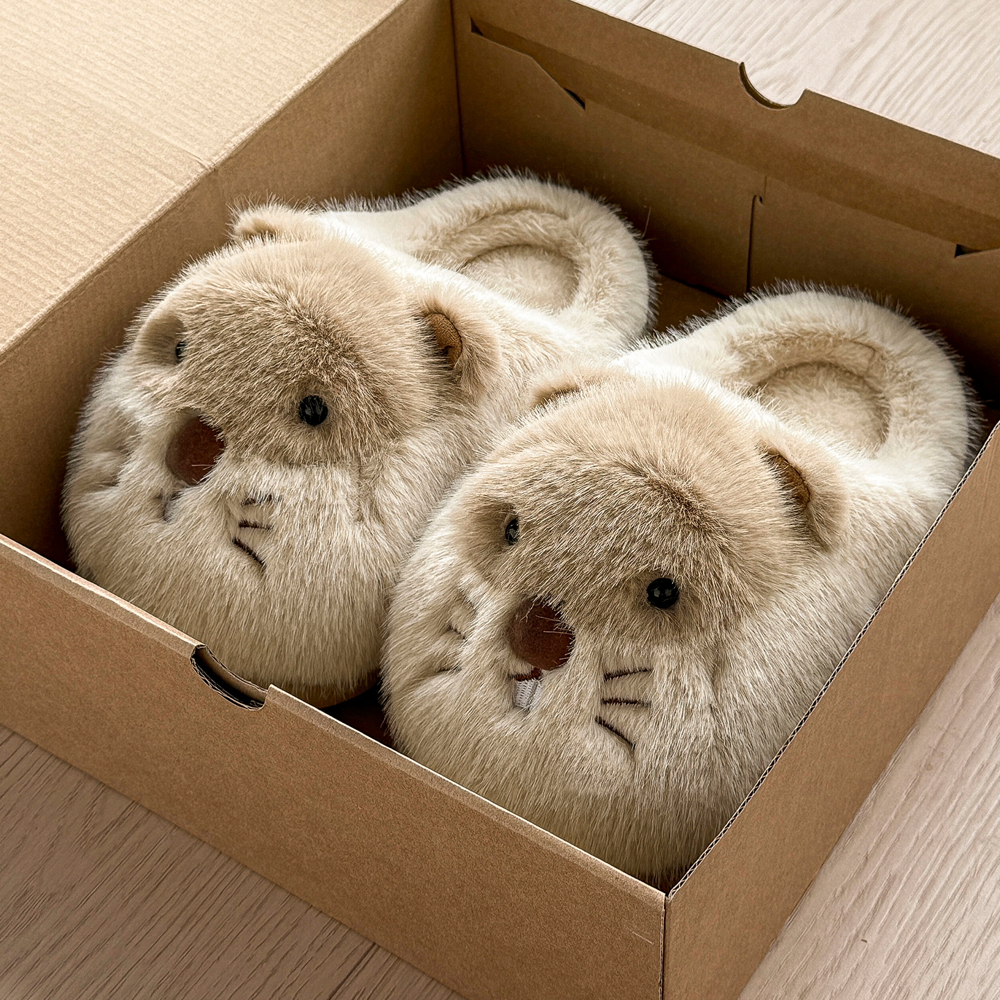 土拨鼠棉拖鞋女款秋冬季可爱保暖