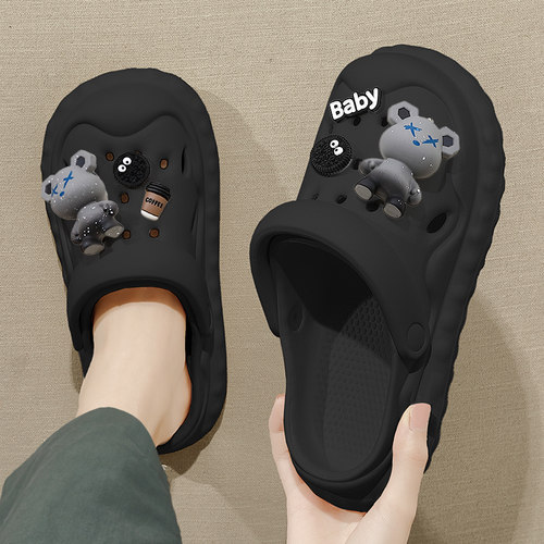 洞洞鞋男款2026新款夏季外穿eva踩屎感厚底防滑防臭包头半拖鞋女