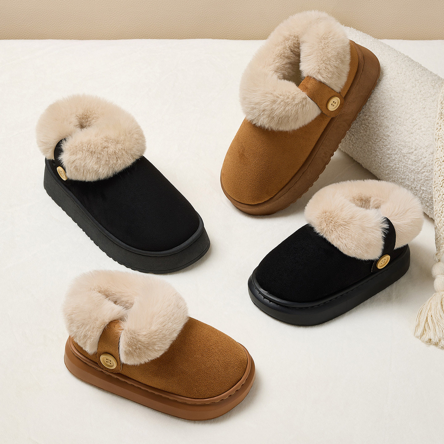 儿童棉鞋女童2026新款冬季室内家居厚底保暖毛毛绒包跟棉拖鞋女孩,童鞋/婴儿鞋/亲子鞋,棉鞋,淘宝优惠券,粉丝福利购,淘宝优惠卷