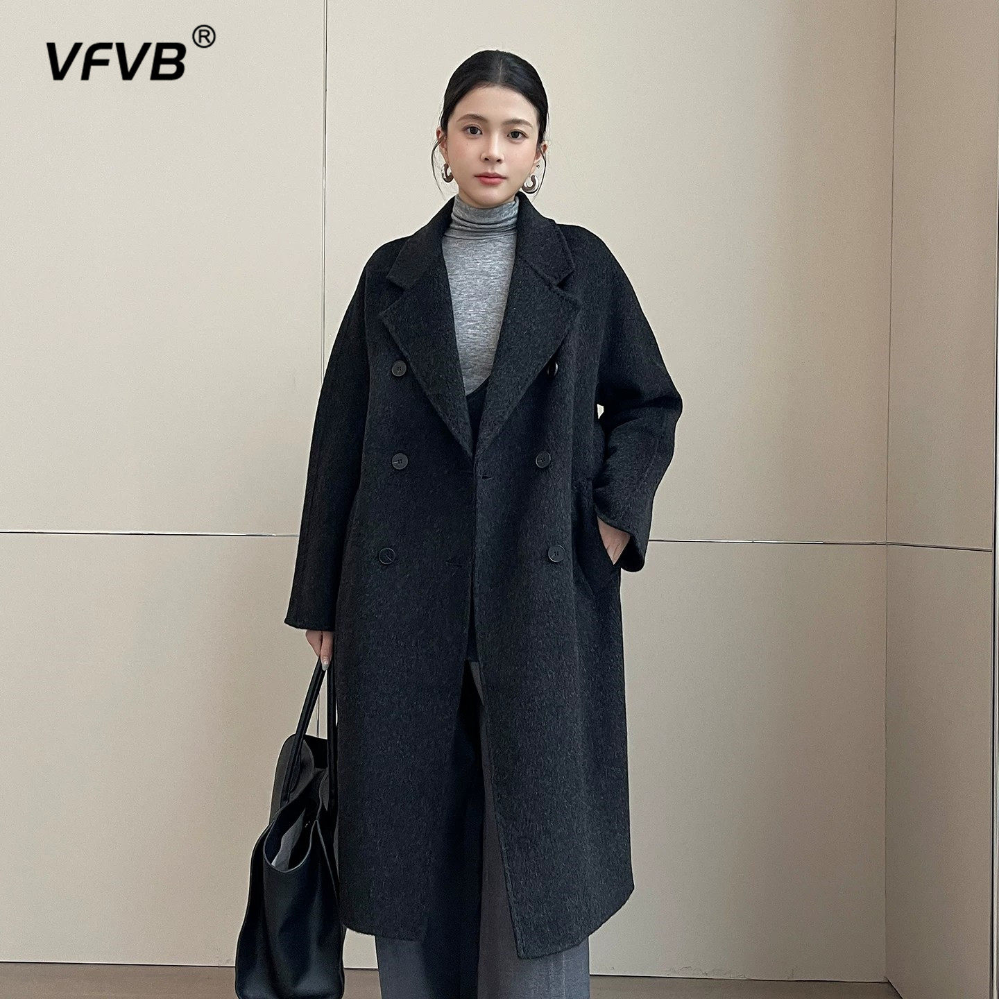 双排扣双面羊毛大衣女2026秋冬新款加厚保暖中长款纯羊毛毛呢外套