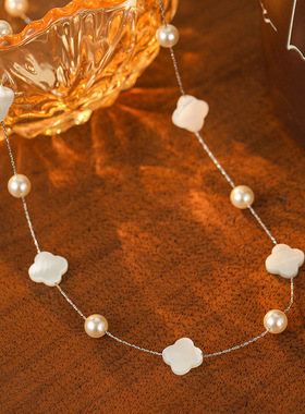 满天星珍珠天然贝母项链高级感