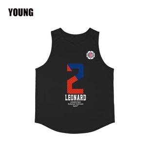 快船伦纳德背心篮球无袖美式运动男子速干宽松跑步网眼训练服透气