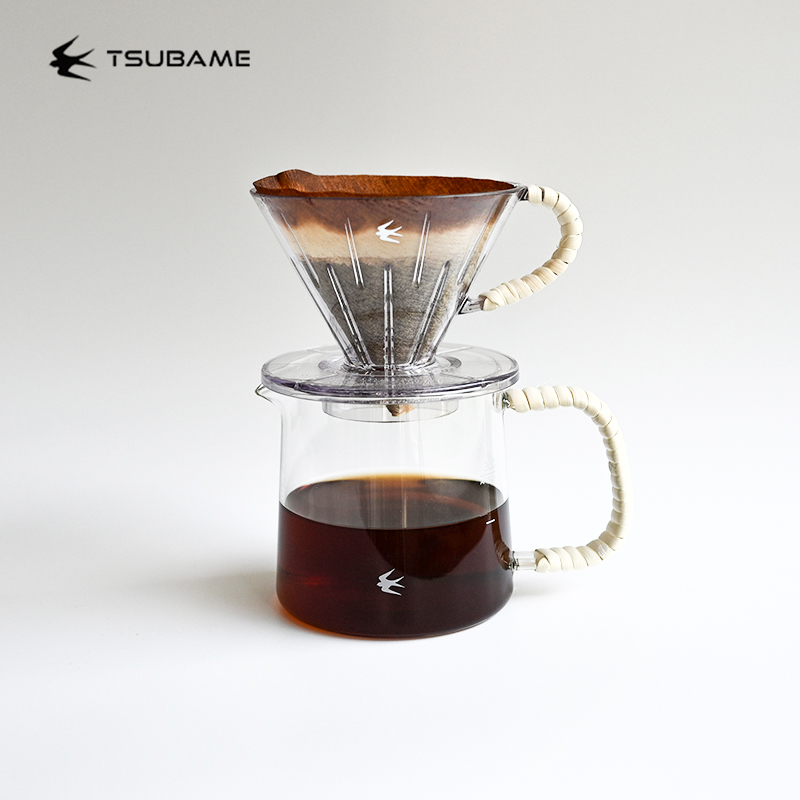 日本燕印TSUBAME覆古藤编分享壶日式手冲咖啡V60滤杯过滤器套装