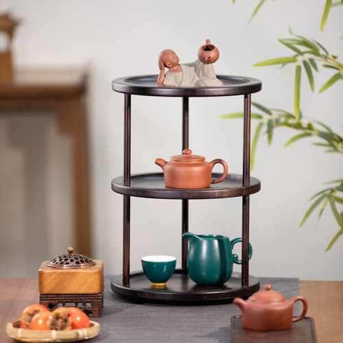 桌面博古架茶桌旋转茶架茶架子置物架茶器茶具多层杯架茶壶摆放架
