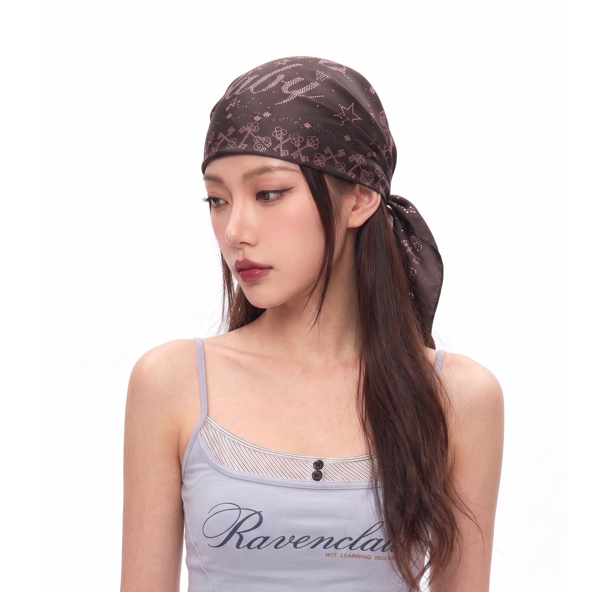 小众设计感头巾棕色星星钥匙方巾女秋季高级感多用途百搭装饰丝巾