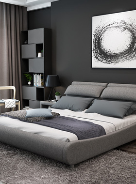 CBD布艺床现代简约婚床可拆洗双人床1.8米储物软床小户型1.5m主卧