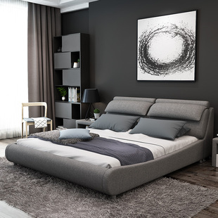 CBD布艺床现代简约婚床可拆洗双人床1.8米储物软床小户型1.5m主卧