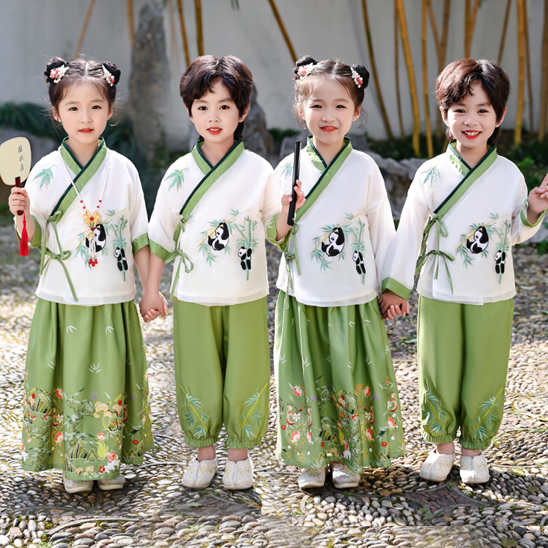 男童汉服中式演出服女童中国风唐装儿童国学古装幼儿小学生表演服
