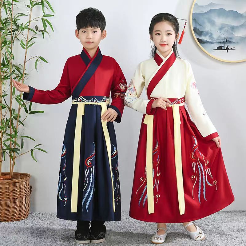 六一儿童汉服男童演出服中国风女童书童服古装幼儿中小学生国学服