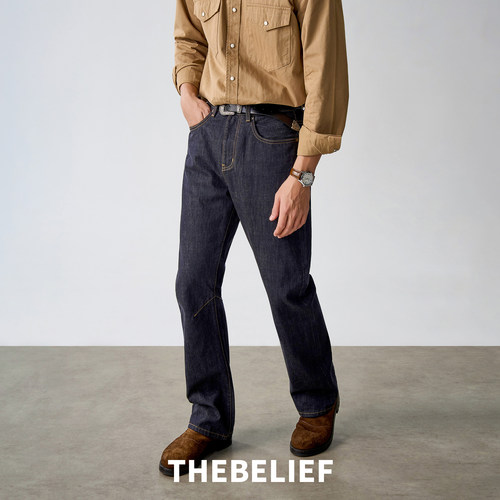 美式复古原色弯刀牛仔裤男士