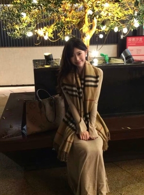 英伦风经典格纹围巾女高级氛围感仿羊绒保暖防风情侣百搭披肩围脖