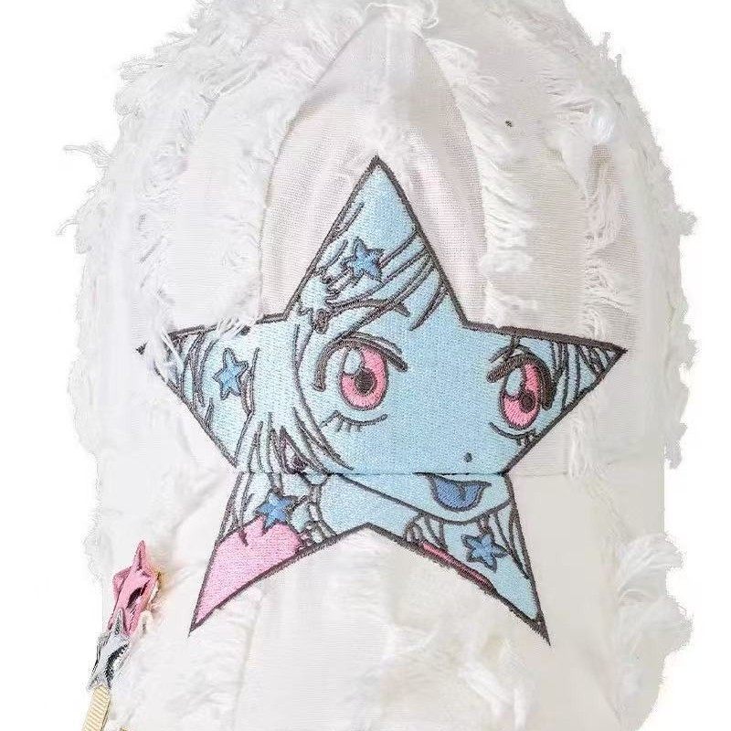 Odili 联名韩国youtouch YU星星流苏鸭舌帽棒球帽复古软顶帽子女,运动/瑜伽/健身/球迷用品,棒球帽,淘宝优惠券,粉丝福利购,淘宝优惠卷