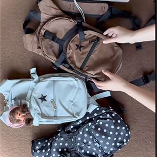 TheNewYouthPark*2025*波点双肩包小号背包大容量 轻便刺绣贴背
