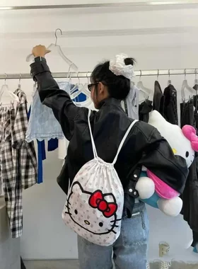 hellokitty卡通款抽绳包双肩包束口袋兜旅行包书包学生款