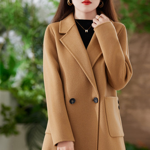 双面羊绒大衣女中长款两粒扣秋冬新款毛呢外套赫本风羊毛小个子