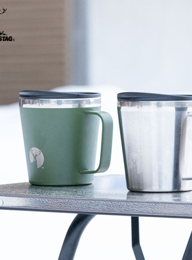 CAPTAIN STAG不锈钢保温杯便携水杯泡面杯户外露营滤茶杯双层恒温