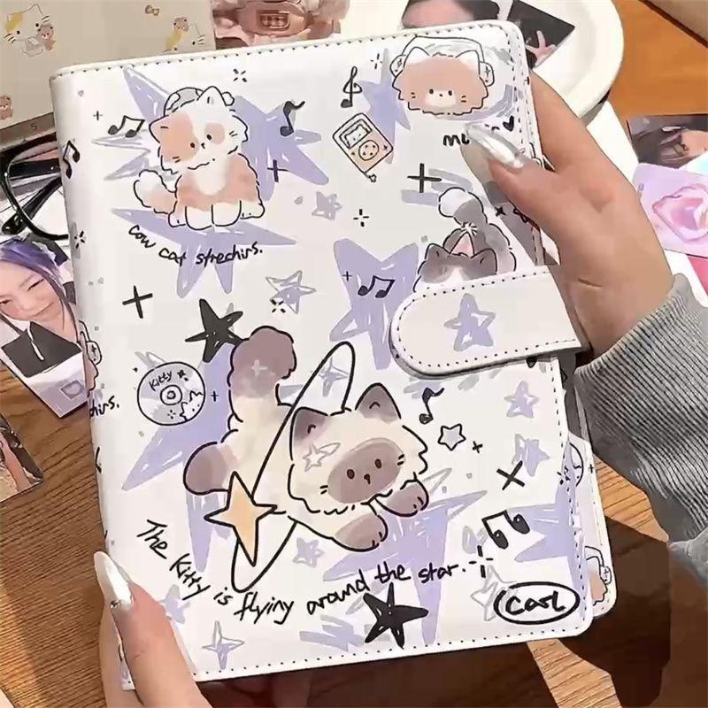 卡通明星小猫Pu皮革A5卡片相册学生四方格子宝丽来相册明信片小卡
