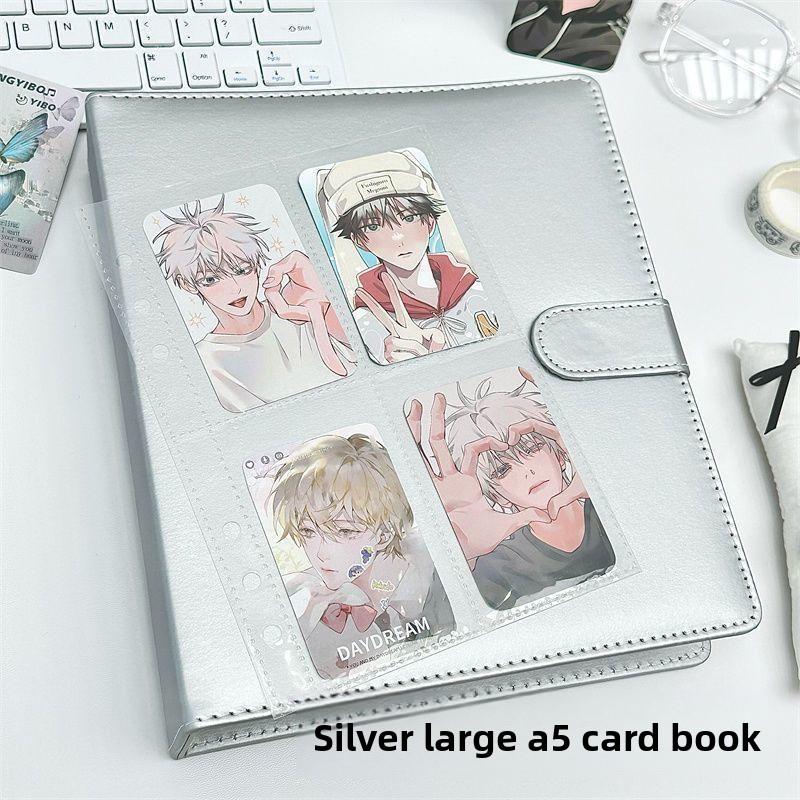 ins高颜值简约银色PU皮质大A5卡册4宫格拍立得学生追星小卡收纳册