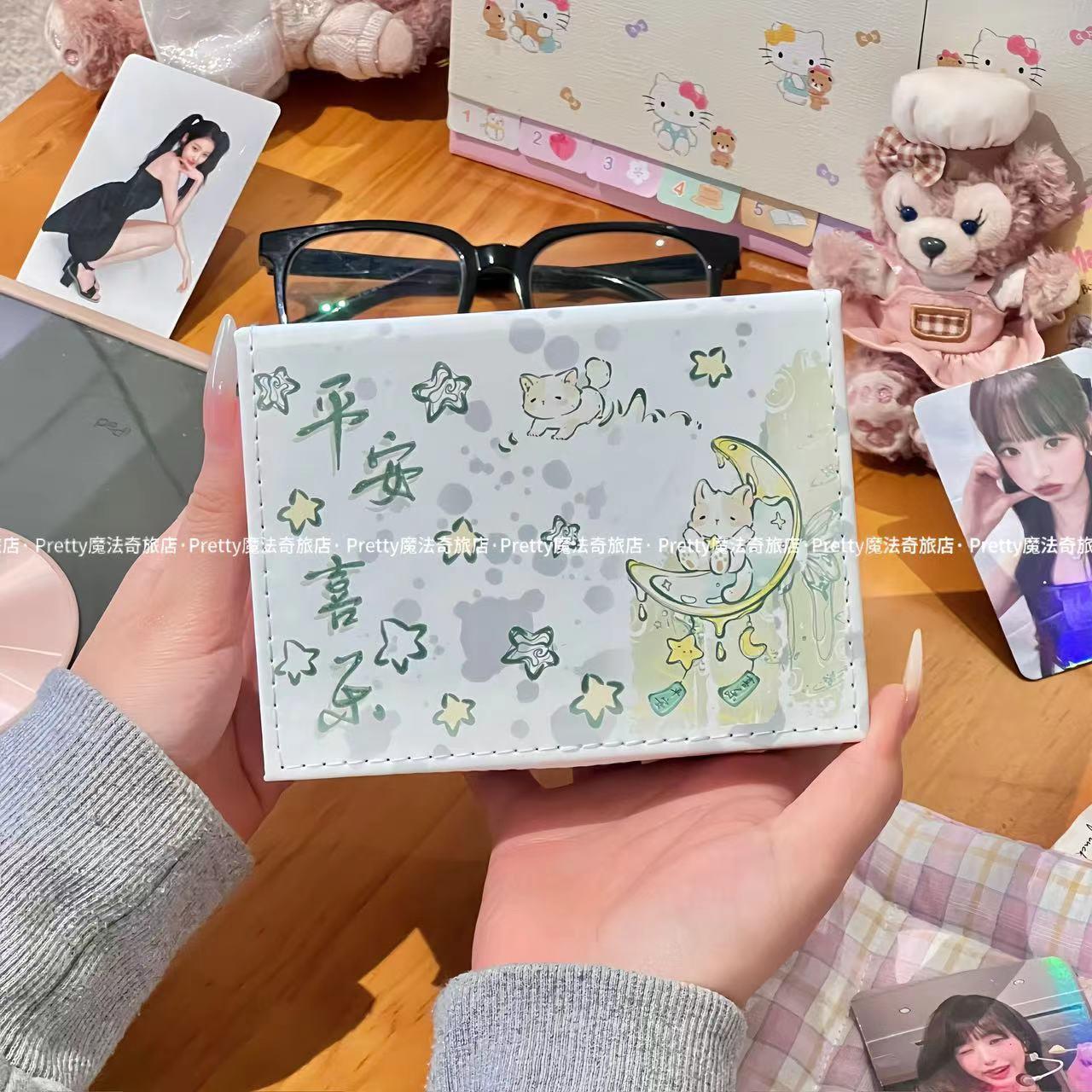 抹茶小猫PU皮质卡盒高颜值可爱磁吸式桌面卡片收纳盒小卡储物盒子
