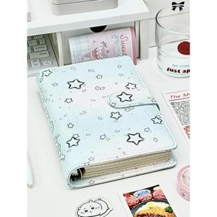 高颜值薄巧星星活页笔记本皮面活页本可拆卸A6学生女生记事本本子