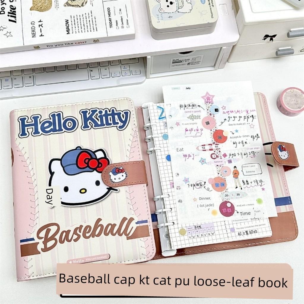 棒球帽Kt Cat A5Pu活页学生高看加厚皮革磁性笔记本学习记事本