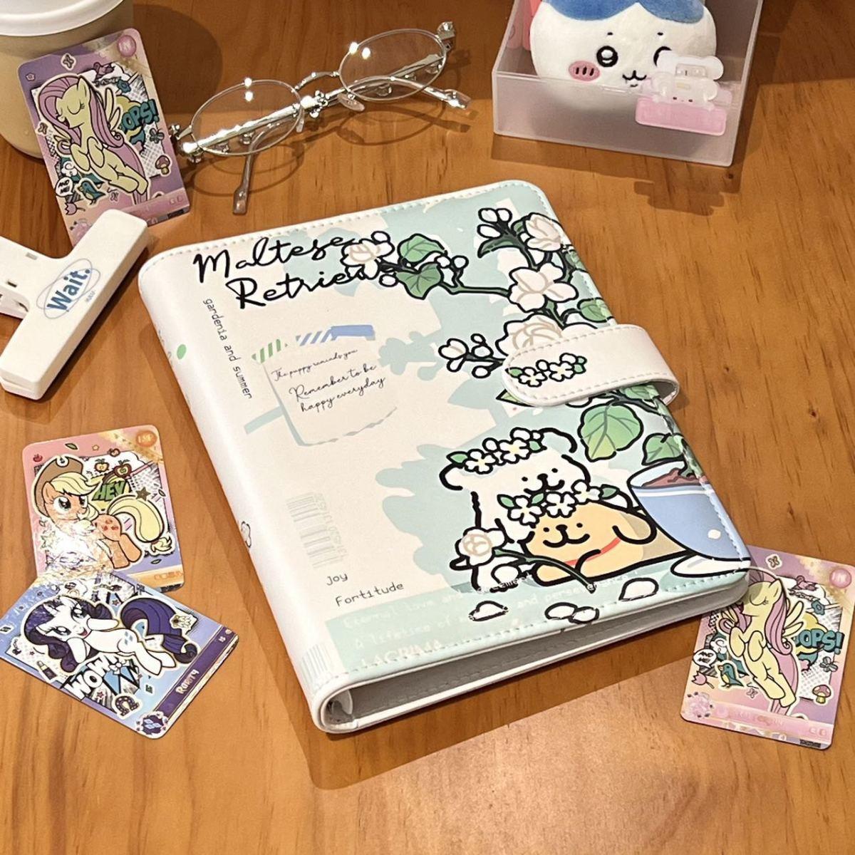 栀子花线条小狗PU卡册硬壳四宫格高颜值明星专辑3寸小卡收纳册