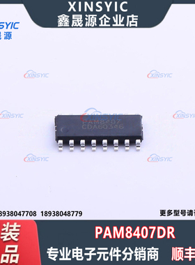 全新原装 PAM8407DR 封装 SOIC-16 双声道 音频功率放大器芯片