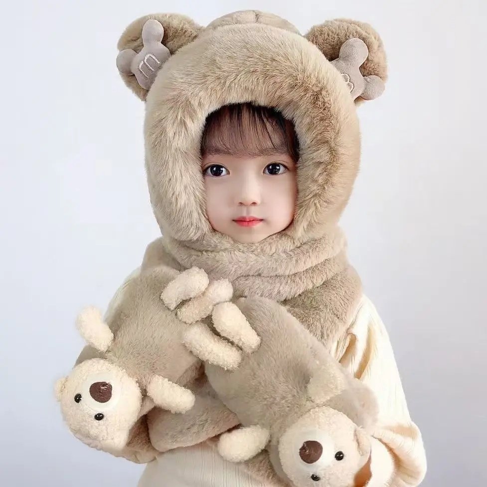 加绒围巾一体冬天防风三件套