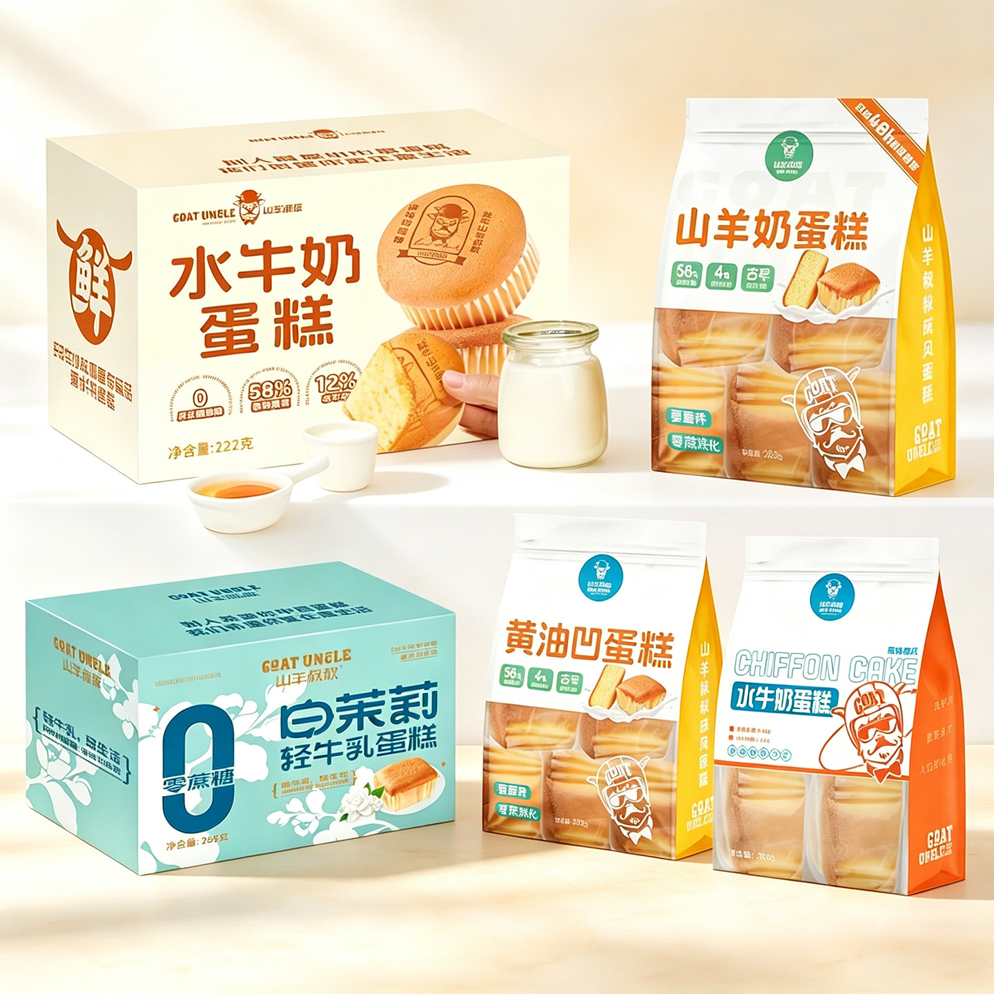 山羊叔叔山羊奶黄油蛋糕学生早餐图片