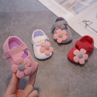软底布女宝宝公主鞋 1岁春秋季 夏步前学步3 9个月防掉 婴儿鞋