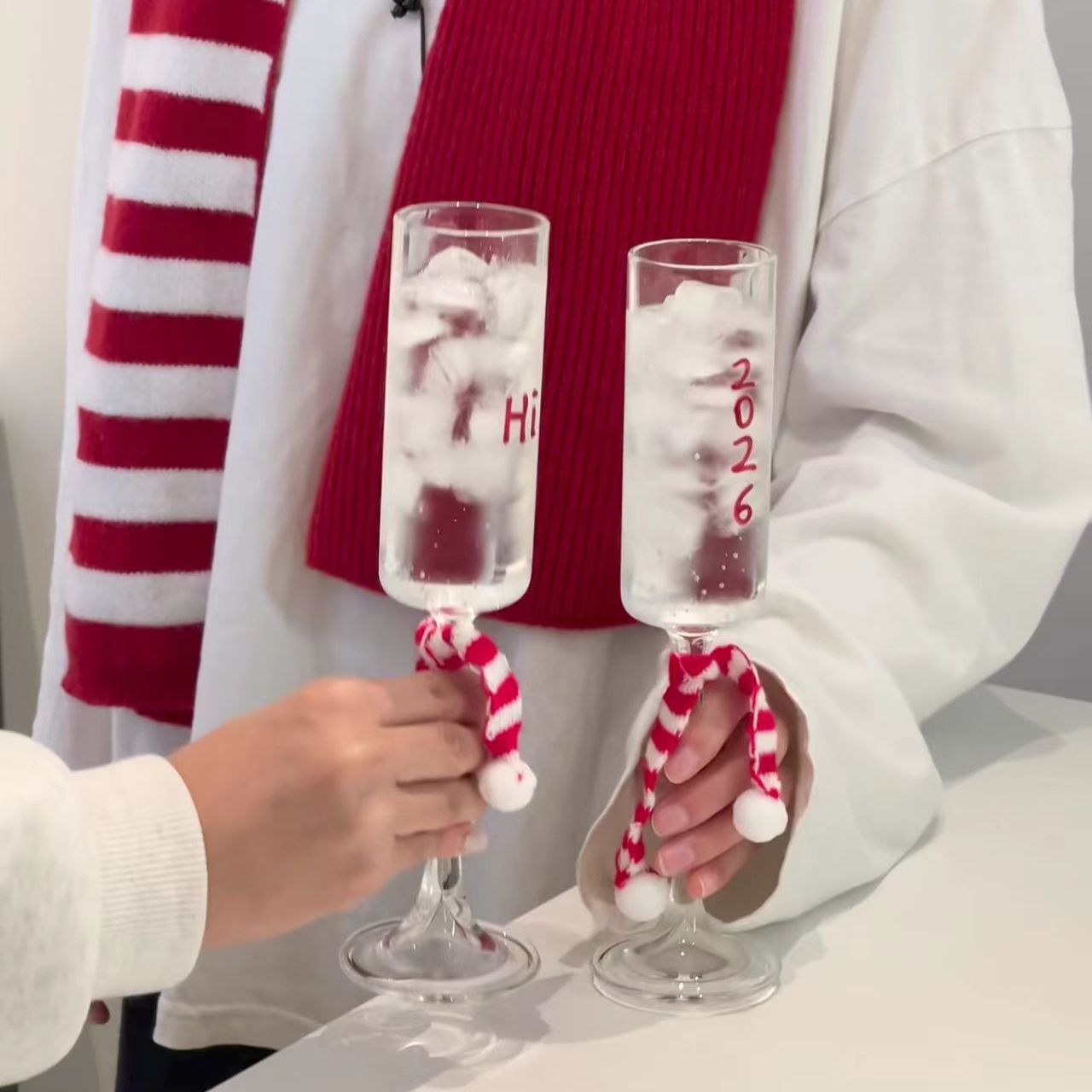 hi2026新年新款高脚杯轻奢葡萄酒杯家用红酒香槟酒杯氛围圣诞节