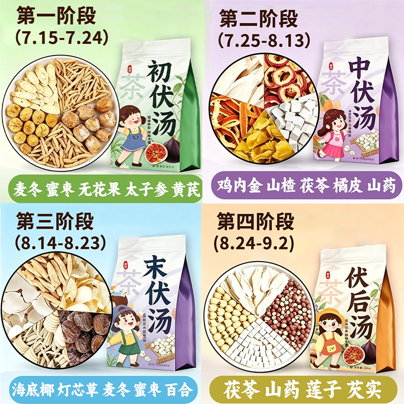 三伏天养生茶四神汤成长汤儿童喝