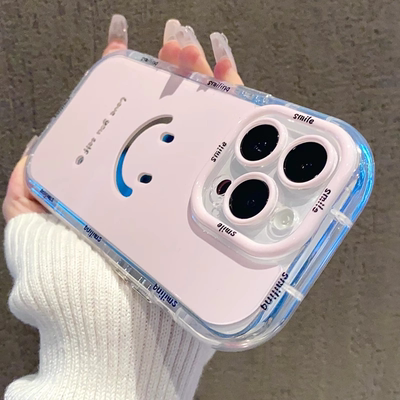 适用苹果16promax手机壳ins粉色治愈笑脸iPhone15pro彩绘保护套男女款i14简约13个性创意12全包17p高级感