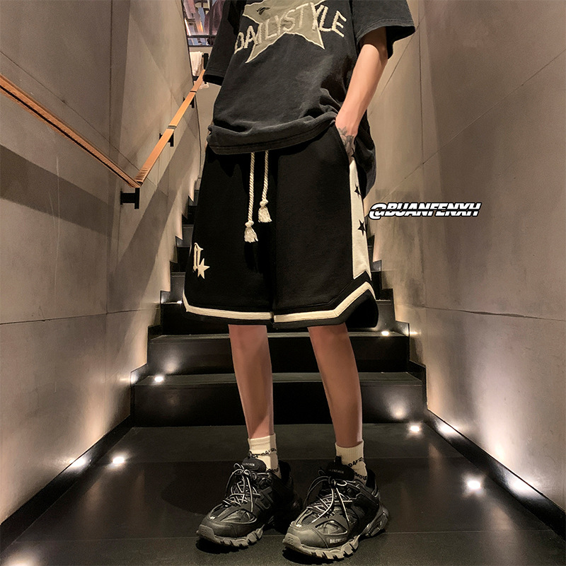 R星美式篮球短裤男士夏季潮牌宽松休闲男生高街运动五分裤子男款
