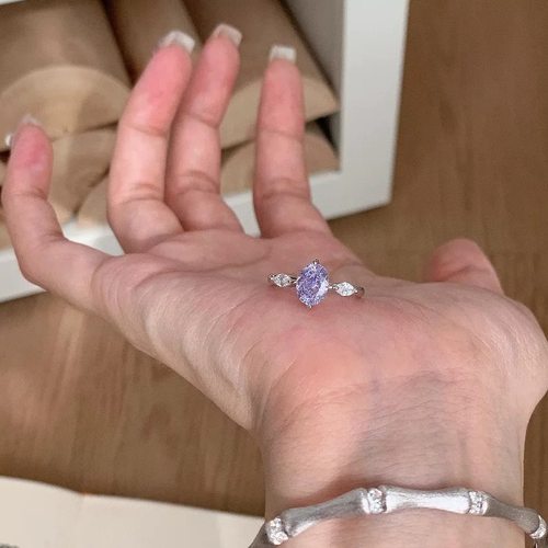 EmoPluto「松山木」重工复古小众设计开口戒紫罗兰锆石戒指女2025
