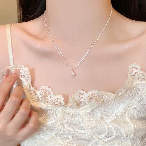 EmoPluto「芙芙椰」超仙珍珠吊坠项链小众设计白色温柔拼接锁骨链