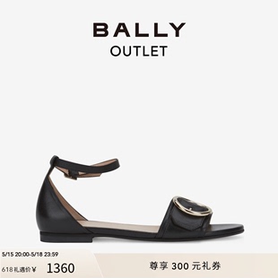 BALLY 巴利女士黑色皮革平底凉鞋 618预先尊享 6234092