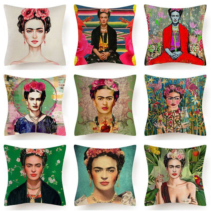 家居装饰靠枕fridakahlo弗里达·卡罗女人自画像头像抱枕套