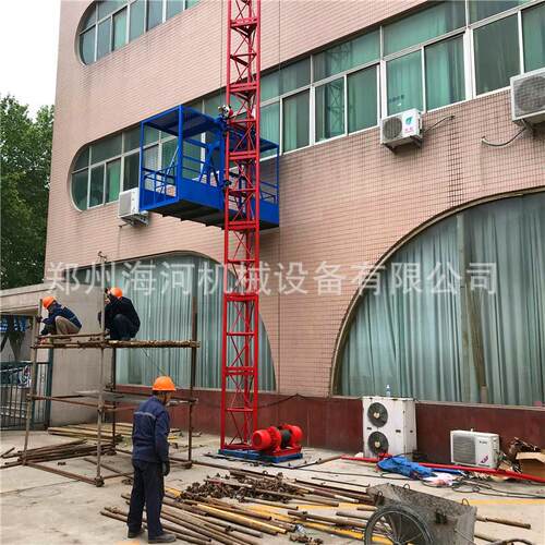 菲律宾缅甸工地物料提升机一柱一笼施工升降机双吊篮货梯升降机