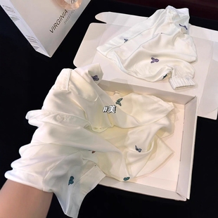 高级感丝绸家居服夏天 白月光蝴蝶睡衣女款 夏季 2025新款 冰丝短袖