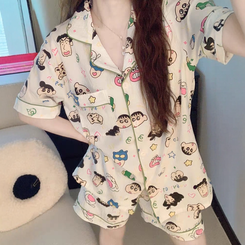 蜡笔小新睡衣少女款夏季薄款短袖