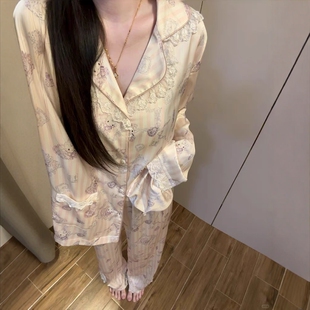 可爱KT猫睡衣女春秋季2025新款长袖冰丝绸少女高级感可外穿家居服