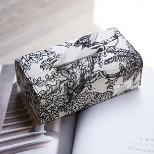 复古提花纸巾盒餐桌布艺抽纸盒家用桌面摆件 一宅一迹简约轻奢经典