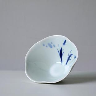 青花瓷花瓣甜品碗斗笠饭碗大面碗餐具 景德镇纯手工高温陶瓷碗日式