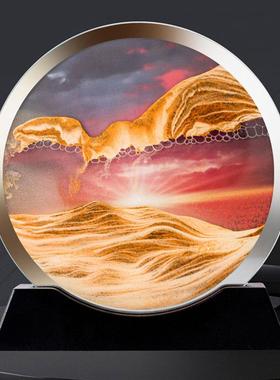 新款创意双面流沙画 画摆件七彩3d立体动态沙漏解压绝美山水客厅