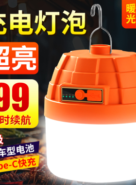 led户外充电式照明灯夜市摆地摊超亮长续航家用停电应急露营灯泡