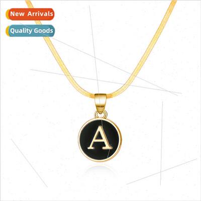 26 Alphabet Snake Chain Necklace Letters DIY Round Tag Penda