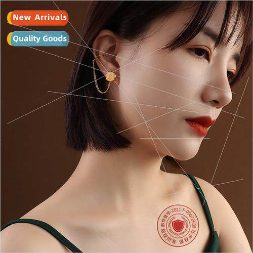 French female earrings round face thin ear hanging tassel qu