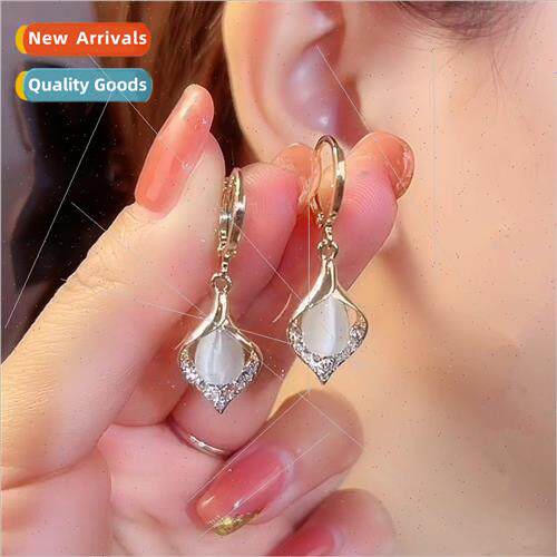 Korea new angel tears ear hooks teardrop-shaped cat eye ston