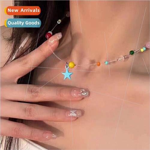 Dopamine colorful beaded star necklace women summer hundred